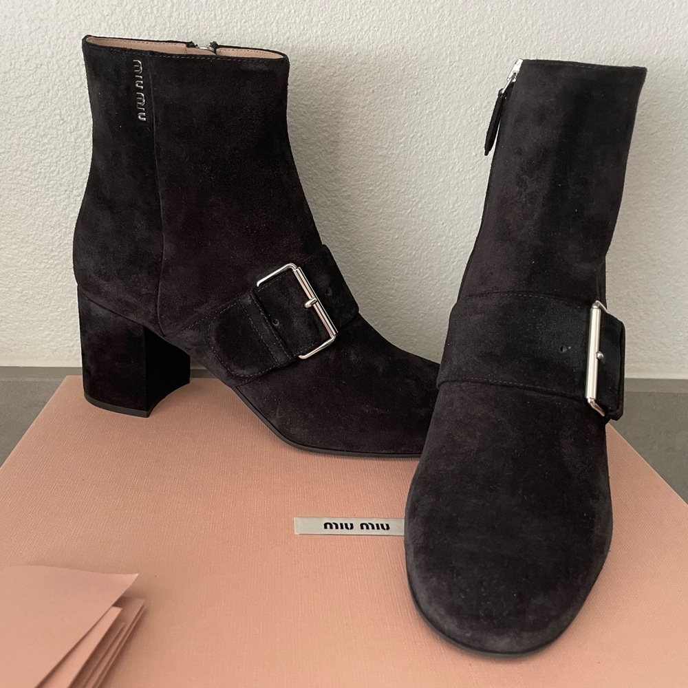 Miu Miu black suede boots, size 38